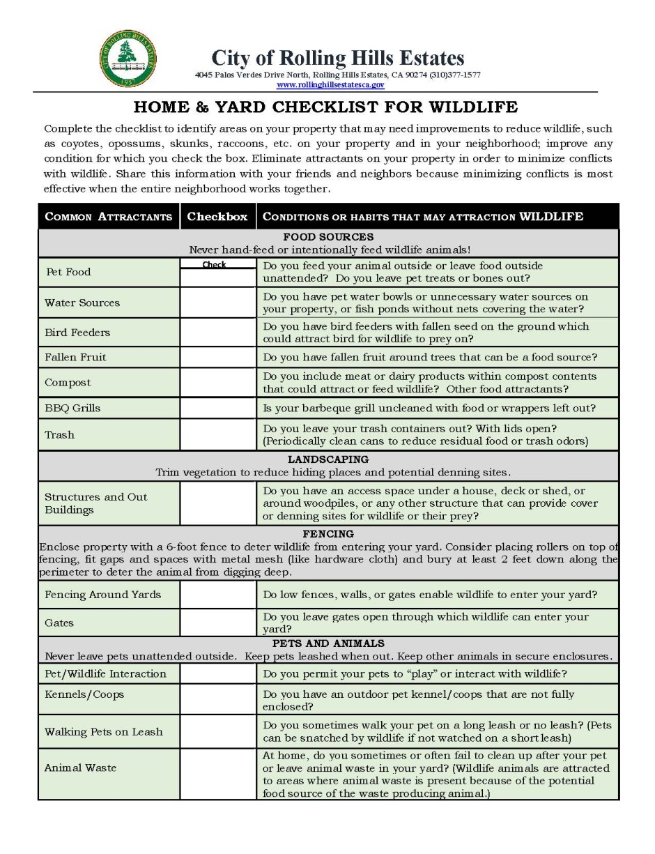 coyote checklist